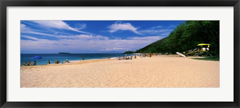 Framed Tourists on the beach, Makena Beach, Maui, Hawaii Print