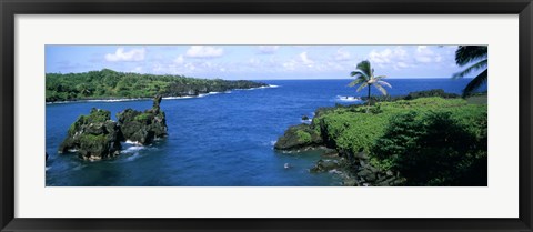 Framed High angle view of a coast, Hana Coast, Black Sand Beach, Hana Highway, Waianapanapa State Park, Maui, Hawaii Print