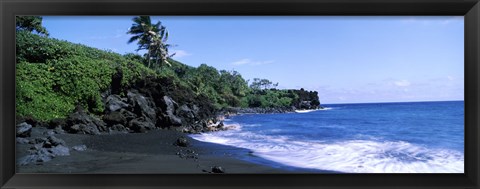 Framed Tide on the beach, Black Sand Beach, Hana Highway, Waianapanapa State Park, Maui, Hawaii, USA Print