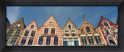 Framed Low angle view of gabled houses, Bruges, West Flanders, Flemish Region, Belgium Print