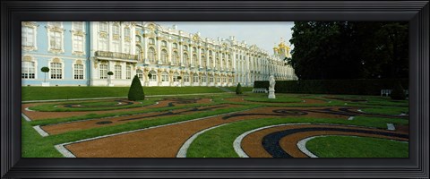 Framed Formal garden in front of the palace, Catherine Palace, Tsarskoye Selo, St. Petersburg, Russia Print
