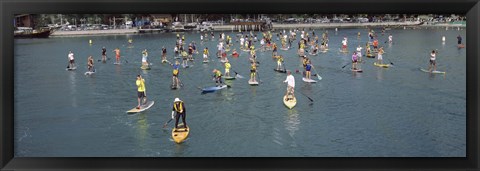 Framed Paddleboarders in the Pacific Ocean, Dana Point, Orange County, California Print