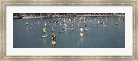 Framed Paddleboarders in the Pacific Ocean, Dana Point, Orange County, California Print