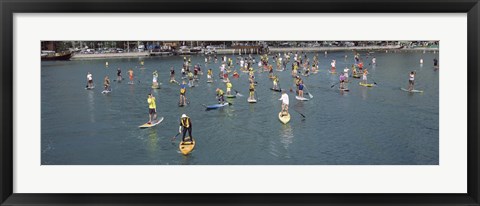 Framed Paddleboarders in the Pacific Ocean, Dana Point, Orange County, California Print