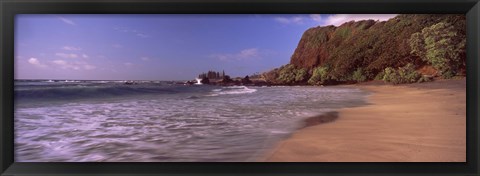 Framed Cliff on the beach, Hamoa Beach, Hana, Maui, Hawaii, USA Print