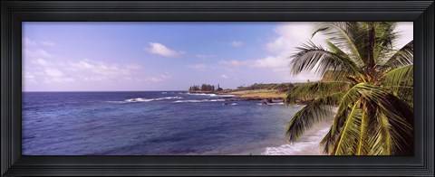 Framed Palm tree on the beach, Hamoa Beach, Hana, Maui, Hawaii, USA Print