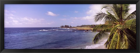 Framed Palm tree on the beach, Hamoa Beach, Hana, Maui, Hawaii, USA Print