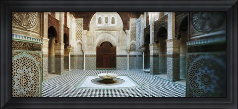 Framed Interiors of a medersa, Medersa Bou Inania, Fez, Morocco Print
