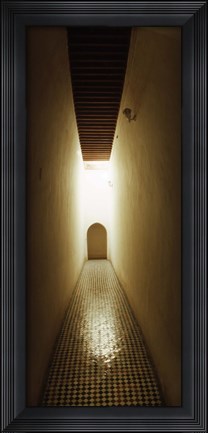 Framed Corridor inside the Bahia Palace, Marrakesh, Morocco Print