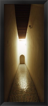 Framed Corridor inside the Bahia Palace, Marrakesh, Morocco Print