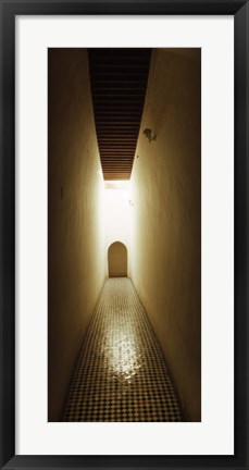 Framed Corridor inside the Bahia Palace, Marrakesh, Morocco Print