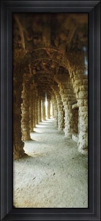 Framed Architectural detail, Park Guell, Barcelona, Catalonia, Spain (vertical) Print