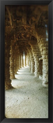 Framed Architectural detail, Park Guell, Barcelona, Catalonia, Spain (vertical) Print