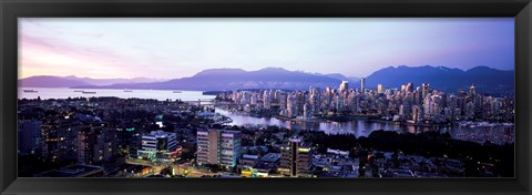 Framed Aerial view of cityscape at sunset, Vancouver, British Columbia, Canada 2011 Print