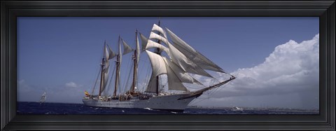 Framed Tall ship in the sea, Puerto Rico Print