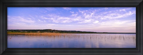 Framed Reflection of clouds in a lake, Elephant Butte Lake, New Mexico, USA Print