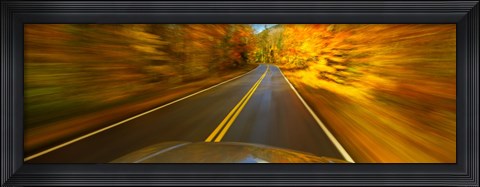 Framed Road viewed through the windshield of a moving car Print
