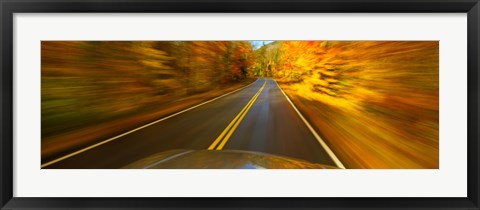 Framed Road viewed through the windshield of a moving car Print