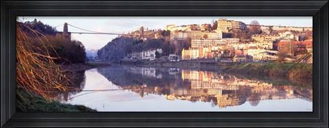 Framed Suspension bridge across a river, Clifton Suspension Bridge, Bristol, England Print