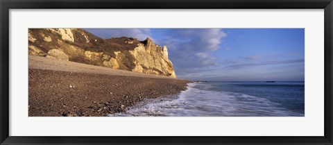 Framed Surf on the beach, Hooken Beach, Branscombe, Devon, England Print