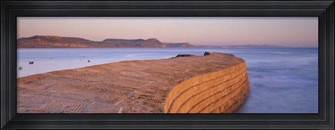 Framed Harbour wall at dusk, The Cobb, Lyme Regis, Dorset, England Print