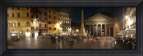 Framed Town square with buildings lit up at night, Pantheon Rome, Piazza Della Rotonda, Rome, Lazio, Italy Print