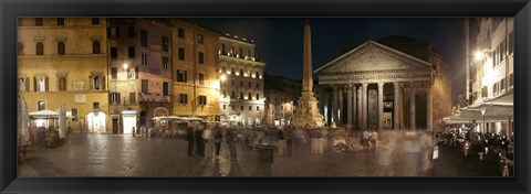 Framed Town square with buildings lit up at night, Pantheon Rome, Piazza Della Rotonda, Rome, Lazio, Italy Print