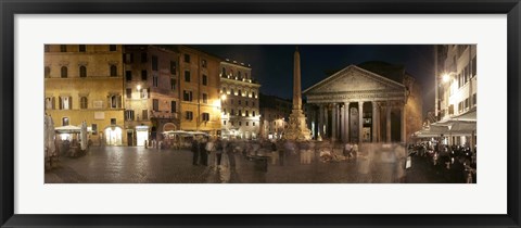 Framed Town square with buildings lit up at night, Pantheon Rome, Piazza Della Rotonda, Rome, Lazio, Italy Print