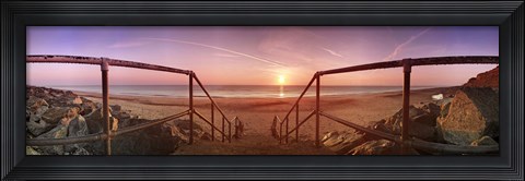 Framed Staircase leading towards a beach, California, Norfolk, England Print