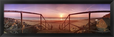 Framed Staircase leading towards a beach, California, Norfolk, England Print