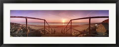 Framed Staircase leading towards a beach, California, Norfolk, England Print