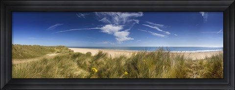 Framed Marram Grass, dunes and beach, Winterton-on-Sea, Norfolk, England Print