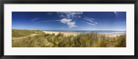 Framed Marram Grass, dunes and beach, Winterton-on-Sea, Norfolk, England Print