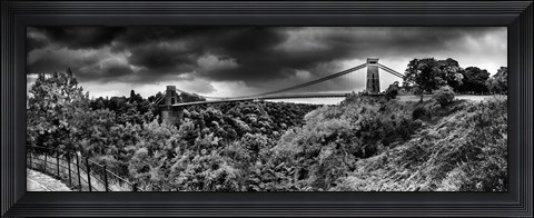 Framed Dark clouds over a suspension bridge, Clifton Suspension Bridge, Bristol, England Print