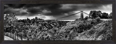 Framed Dark clouds over a suspension bridge, Clifton Suspension Bridge, Bristol, England Print