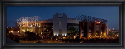 Framed Football stadium lit up at night, Old Trafford, Greater Manchester, England Print