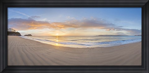 Framed Sunrise over the sea, Tenby, Pembrokeshire, Wales Print
