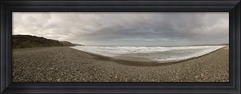 Framed Waves on the beach, Newgale Beach, St. Brides Bay, Pembrokeshire, Wales Print