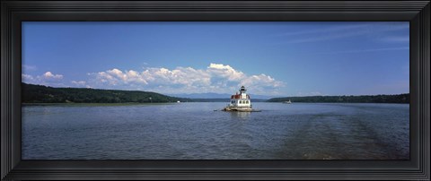 Framed Lighthouse at a river, Esopus Meadows Lighthouse, Hudson River, New York State, USA Print