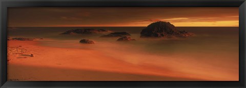 Framed Rock formations on the beach, Laguna Beach, California, USA Print