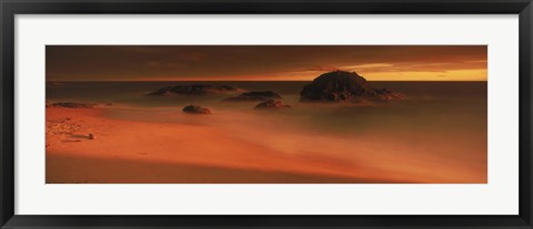 Framed Rock formations on the beach, Laguna Beach, California, USA Print