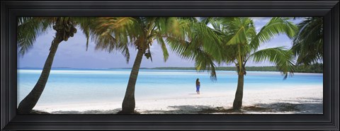 Framed Woman in sarong on the beach, One Foot Island, Aitutaki, Cook Islands Print