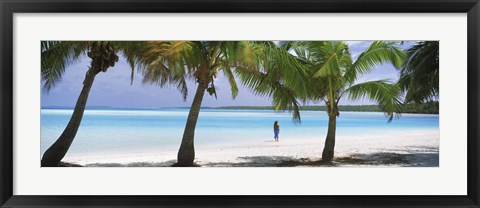 Framed Woman in sarong on the beach, One Foot Island, Aitutaki, Cook Islands Print
