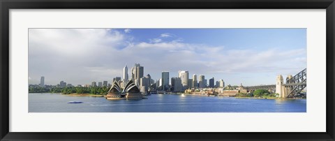 Framed Sydney Opera House with city skyline in the background, Sydney Harbor, Sydney, New South Wales, Australia Print