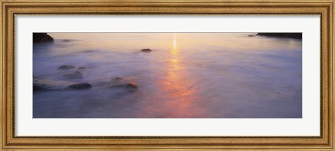 Framed Ocean at sunset Print