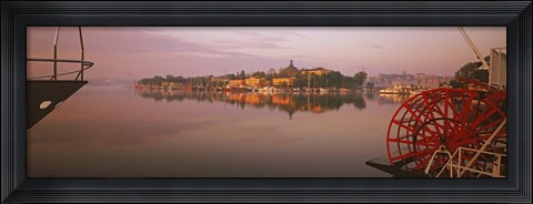 Framed Sternwheeler in a river, Skeppsholmen, Nybroviken, Stockholm, Sweden Print