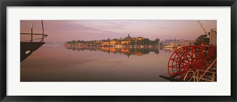 Framed Sternwheeler in a river, Skeppsholmen, Nybroviken, Stockholm, Sweden Print