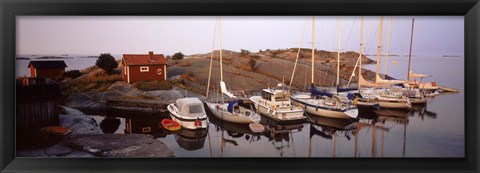 Framed Sailboats on the coast, Stora Nassa, Stockholm Archipelago, Sweden Print