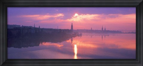 Framed Reflection of a building in water, Riddarfjarden, Stockholm, Sweden Print