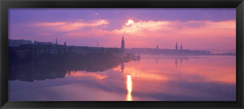 Framed Reflection of a building in water, Riddarfjarden, Stockholm, Sweden Print